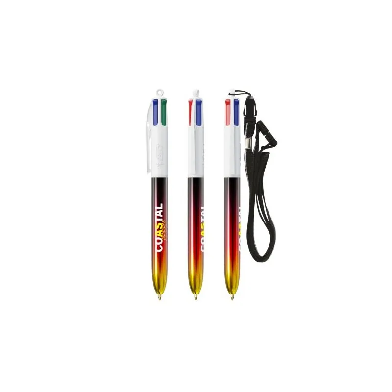Stylo publicitaire 4 Couleurs® avec lanyard - Édition Flags BIC® Matières : bois Couleurs : bois cadeau client original