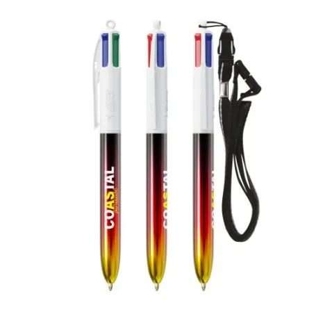Stylo publicitaire 4 Couleurs® avec lanyard - Édition Flags BIC® Matières : bois Couleurs : bois cadeau client original