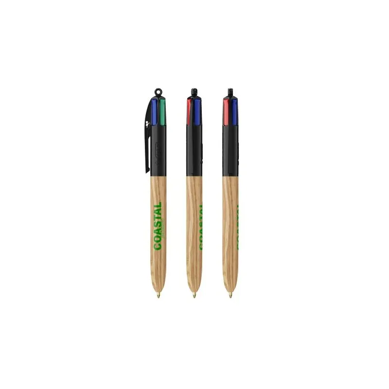 Stylo Écologique 4 Couleurs en Bois avec Lanière BIC® Matières : polyester Couleurs : noir objet publicitaire robuste