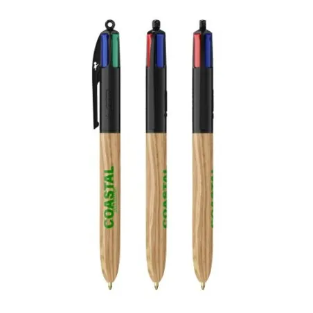 Stylo Écologique 4 Couleurs en Bois avec Lanière BIC® Matières : polyester Couleurs : noir objet publicitaire robuste