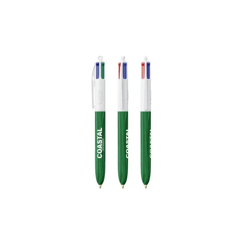 Stylo Écologique 4 Couleurs en Bois avec Lanière BIC® Matières : PU Couleurs : bleu marine accessoire événementiel unique