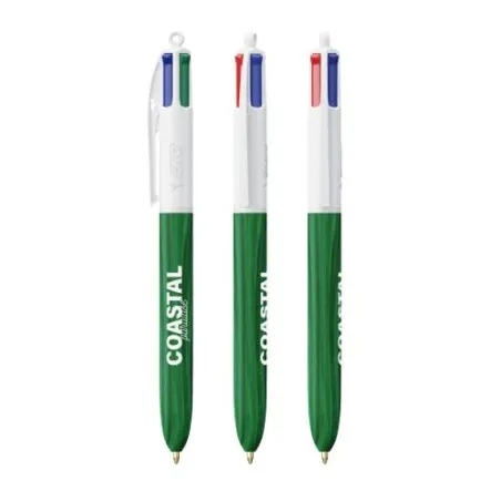 Stylo Écologique 4 Couleurs en Bois avec Lanière BIC® Matières : PU Couleurs : bleu marine accessoire événementiel unique