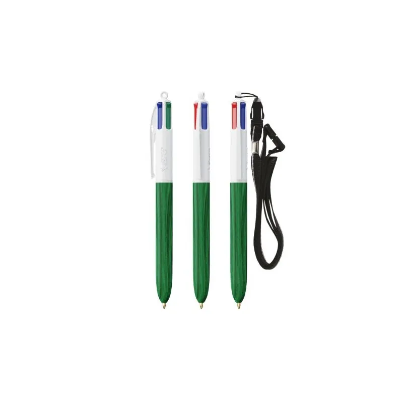 Stylo Écologique 4 Couleurs en Bois avec Lanière BIC® Matières : PU Couleurs : bleu marine goodies personnalisé en stock