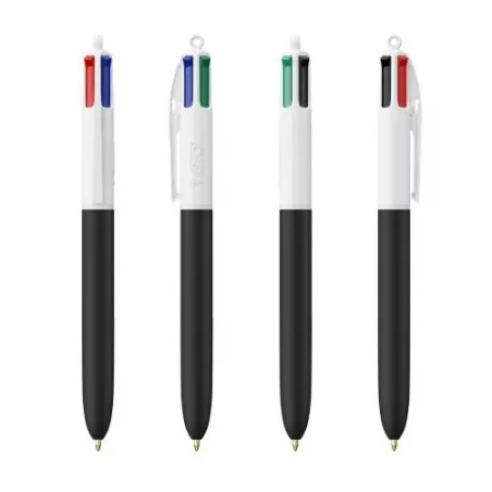 Stylo personnalisé multicouleurs avec lanyard BIC® 4 Couleurs Soft Couleurs : gris marquage laser ultra précis