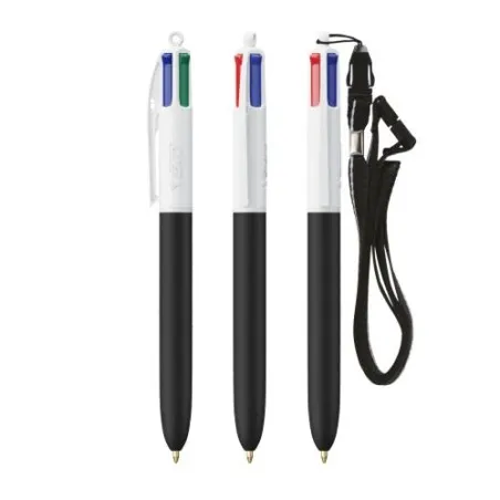 Stylo personnalisé multicouleurs avec lanyard BIC® 4 Couleurs Soft Couleurs : gris objet publicitaire robuste
