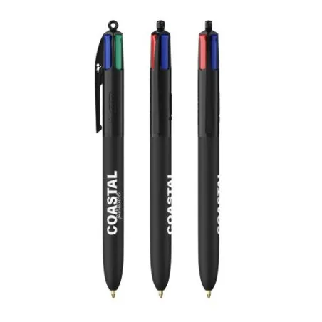 Stylo personnalisé multicouleurs avec lanyard BIC® 4 Couleurs Soft Matières : bois Couleurs : olive impression haute définition