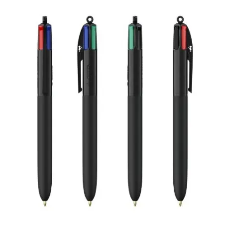 Stylo personnalisé multicouleurs avec lanyard BIC® 4 Couleurs Soft Matières : bois Couleurs : olive accessoire événementiel uniq