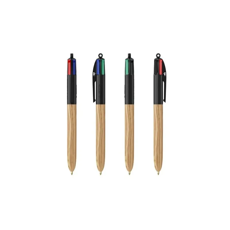 Stylo Écologique 4 Couleurs Personnalisé Wood Style BIC® Matières : bois Couleurs : noir cadeau collaborateur premium