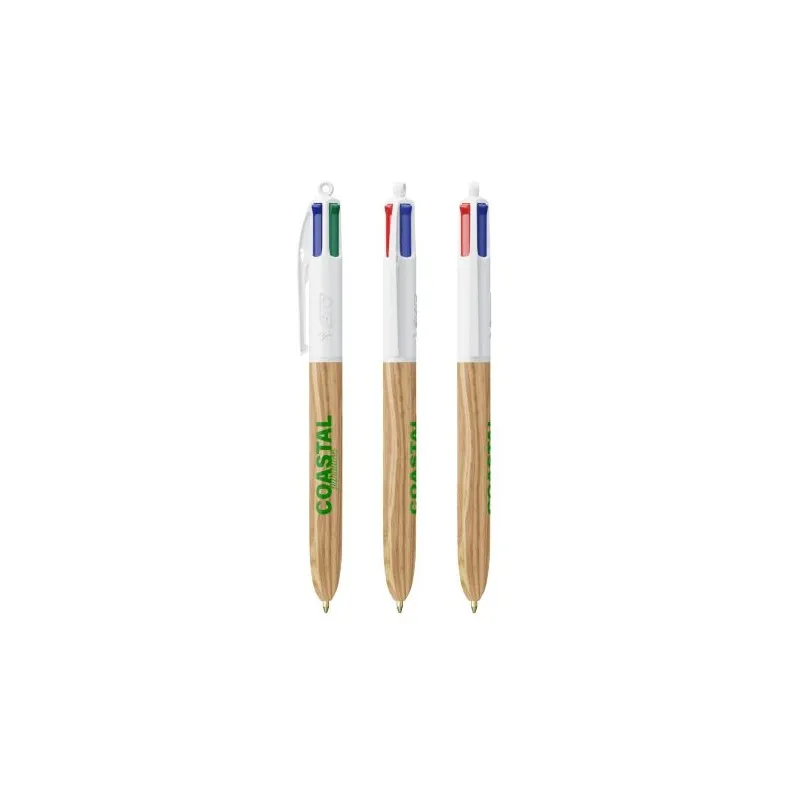 Stylo Écologique 4 Couleurs Personnalisé Wood Style BIC® Matières : bois Couleurs : bleu personnalisable avec votre logo