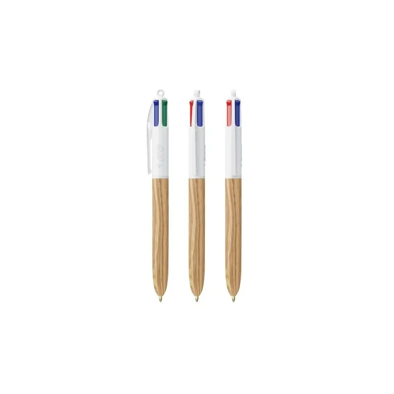 Stylo Écologique 4 Couleurs Personnalisé Wood Style BIC® Matières : bois Couleurs : bleu accessoire événementiel unique