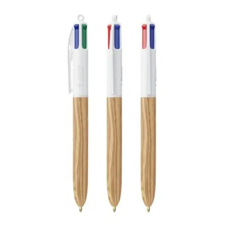 Stylo Écologique 4 Couleurs Personnalisé Wood Style BIC® Matières : bois Couleurs : bleu accessoire événementiel unique