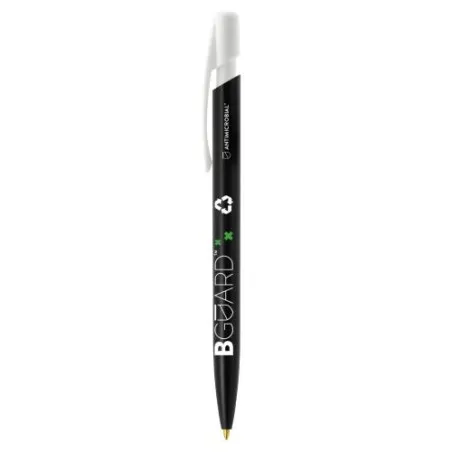 Stylo bille personnalisé antimicrobien écologique BIC® Media Clic BGUARD™ Matières : polyester Couleurs : noir marquage laser ul