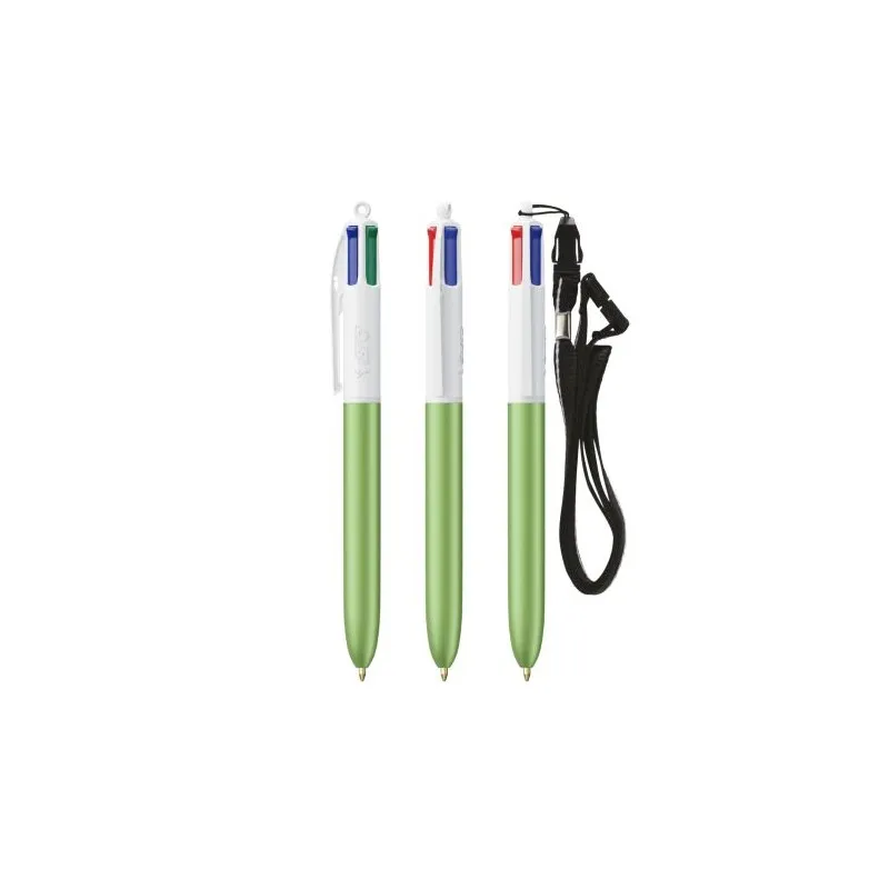 Stylo personnalisé 4 couleurs glacé avec lanyard BIC® pas cher Matières : silicone Couleurs : noir personnalisation sur mesure