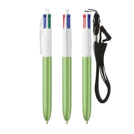 Stylo personnalisé 4 couleurs glacé avec lanyard BIC® pas cher Matières : silicone Couleurs : noir personnalisation sur mesure