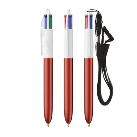 Stylo personnalisé 4 couleurs glacé avec lanyard BIC® pas cher Matières : silicone Couleurs : bleu personnalisation rapide en Fr