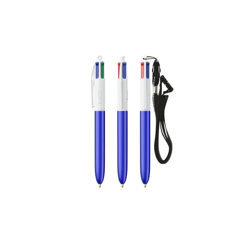 Stylo personnalisé 4 couleurs glacé avec lanyard BIC® pas cher Matières : silicone Couleurs : blanc livraison express 24h 48h