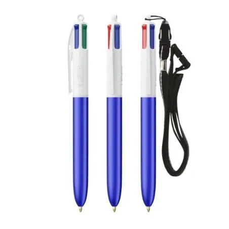 Stylo personnalisé 4 couleurs glacé avec lanyard BIC® pas cher Matières : silicone Couleurs : blanc livraison express 24h 48h