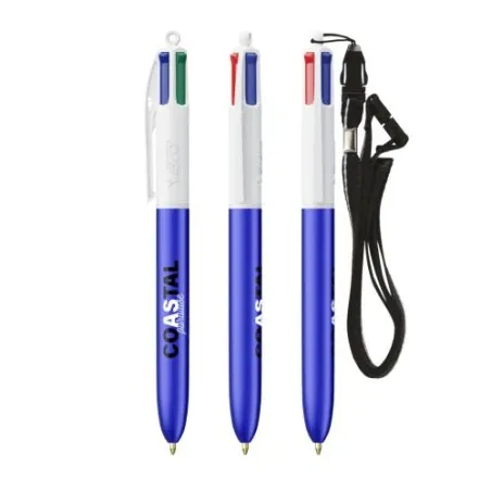 Stylo personnalisé 4 couleurs glacé avec lanyard BIC® pas cher Matières : silicone Couleurs : blanc goodies personnalisé en stoc