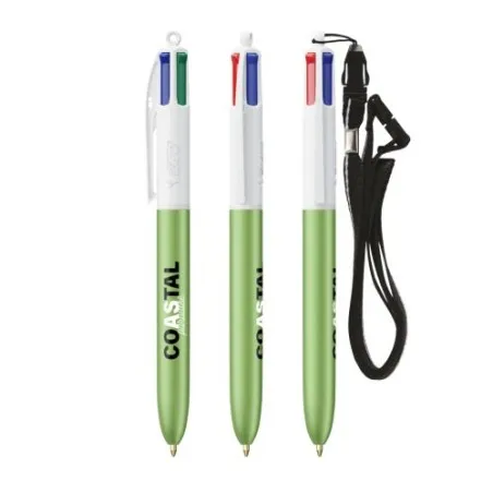 Stylo personnalisé 4 couleurs glacé avec lanyard BIC® pas cher Matières : silicone Couleurs : rouge personnalisable avec votre l