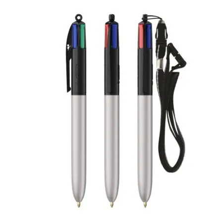 Stylo personnalisé 4 couleurs glacé avec lanyard BIC® pas cher Matières : silicone Couleurs : rouge impression haute définition