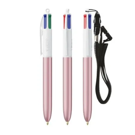 Stylo personnalisé 4 couleurs glacé avec lanyard BIC® pas cher Matières : aluminium recyclé&nbsp; Couleurs : noir objet promotionnel 