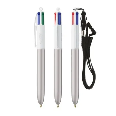 Stylo personnalisé 4 couleurs glacé avec lanyard BIC® pas cher Matières : aluminium recyclé&nbsp; Couleurs : argenté accessoire événe
