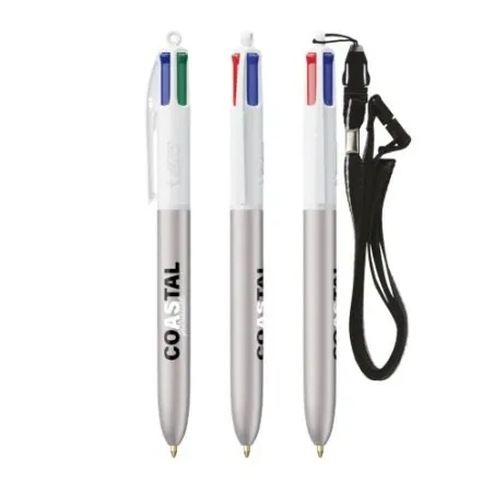 Stylo personnalisé 4 couleurs glacé avec lanyard BIC® pas cher Matières : aluminium recyclé&nbsp; Couleurs : argenté goodies entrepri