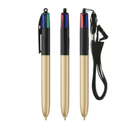Stylo personnalisé 4 couleurs glacé avec lanyard BIC® pas cher Matières : aluminium recyclé&nbsp; Couleurs : bleu cadeau collaborateu