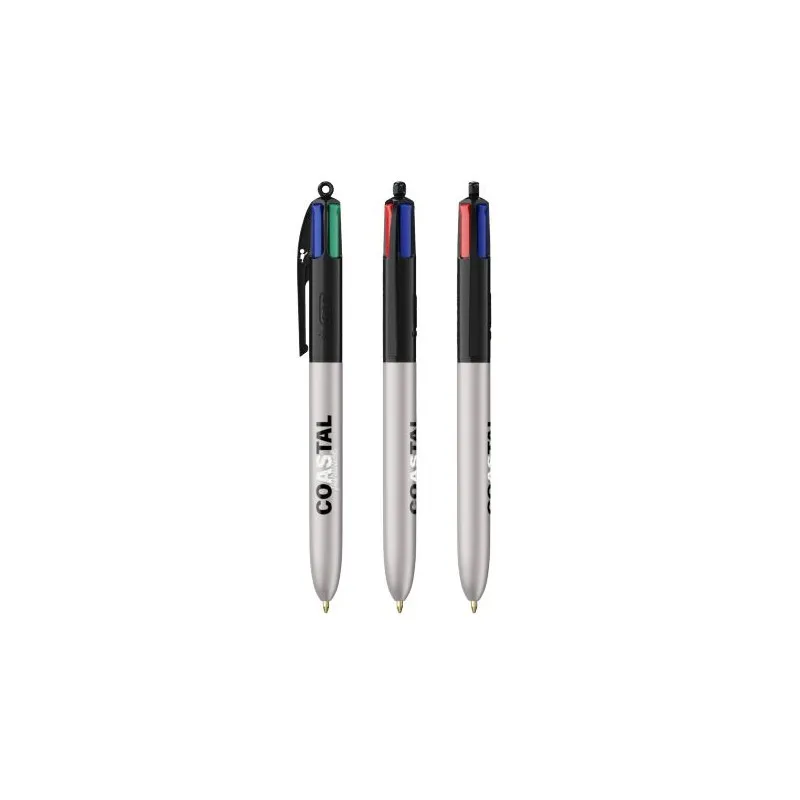 Stylo Bille Personnalisé 4 Couleurs Glacé Fiable pas cher BIC® Round Stic® BGUARD™ Matières : aluminium recyclé&nbsp; Couleurs : vert