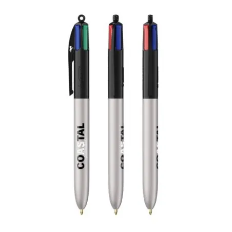 Stylo Bille Personnalisé 4 Couleurs Glacé Fiable pas cher BIC® Round Stic® BGUARD™ Matières : aluminium recyclé&nbsp; Couleurs : vert