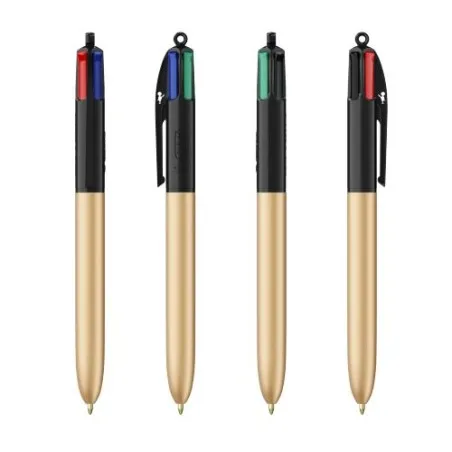 Stylo Bille Personnalisé 4 Couleurs Glacé Fiable pas cher BIC® Round Stic® BGUARD™ Matières : aluminium recyclé&nbsp; Couleurs : bleu