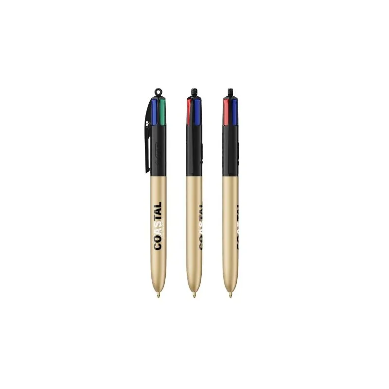 Stylo Bille Personnalisé 4 Couleurs Glacé Fiable pas cher BIC® Round Stic® BGUARD™ Matières : aluminium recyclé&nbsp; Couleurs : bleu