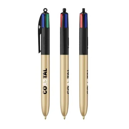 Stylo Bille Personnalisé 4 Couleurs Glacé Fiable pas cher BIC® Round Stic® BGUARD™ Matières : aluminium recyclé&nbsp; Couleurs : bleu
