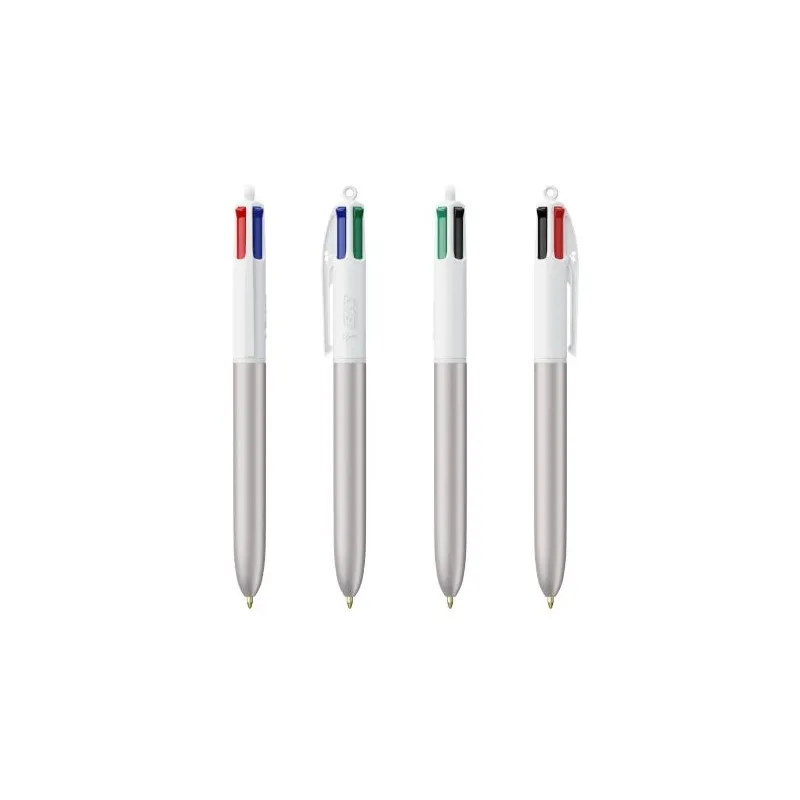 Stylo Bille Personnalisé 4 Couleurs Glacé Fiable pas cher BIC® Round Stic® BGUARD™ Matières : aluminium recyclé&nbsp; Couleurs : noir