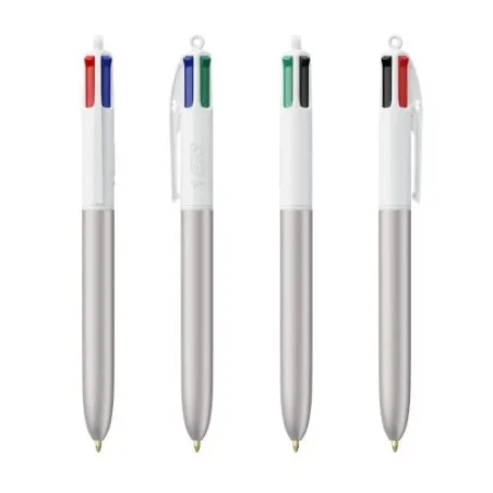 Stylo Bille Personnalisé 4 Couleurs Glacé Fiable pas cher BIC® Round Stic® BGUARD™ Matières : aluminium recyclé&nbsp; Couleurs : noir