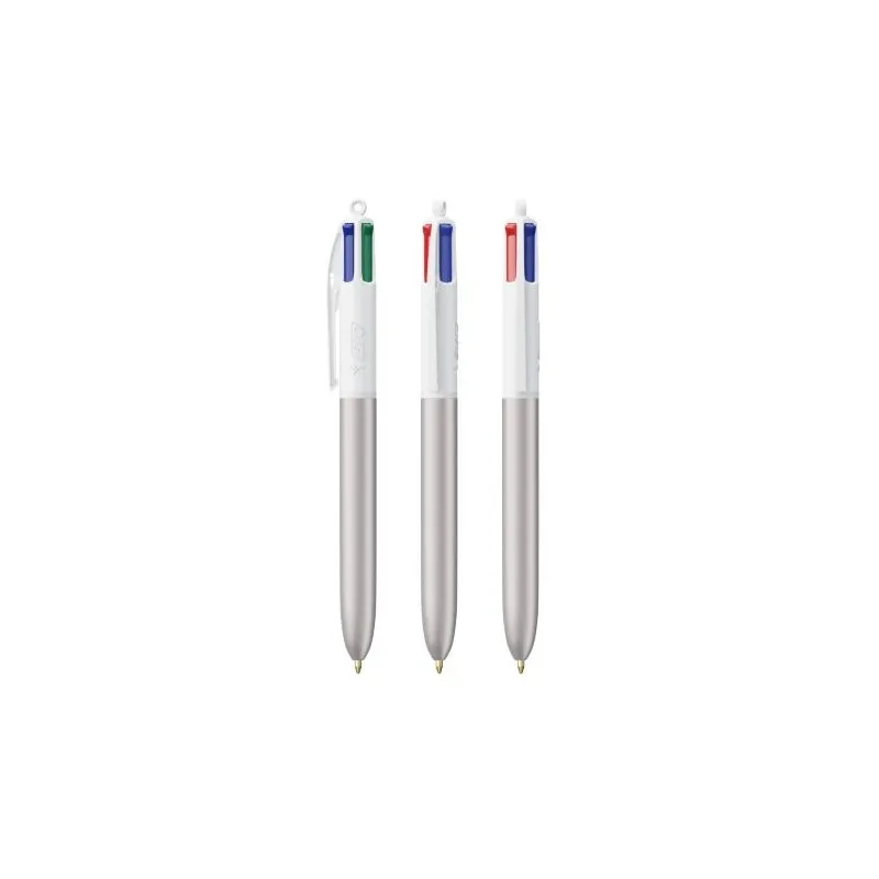 Stylo Bille Personnalisé 4 Couleurs Glacé Fiable pas cher BIC® Round Stic® BGUARD™ Matières : aluminium recyclé&nbsp; Couleurs : noir