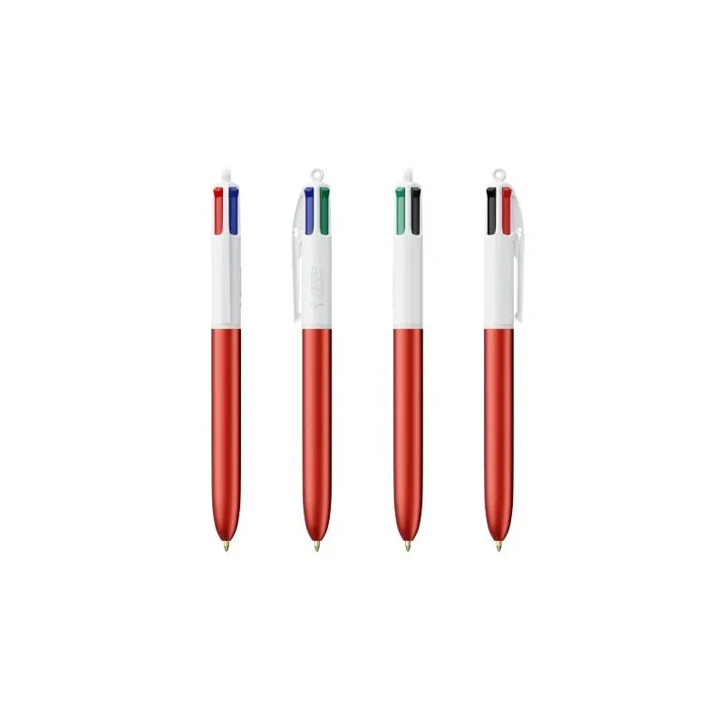 Stylo Bille Personnalisé 4 Couleurs Glacé Fiable pas cher BIC® Round Stic® BGUARD™ Matières : aluminium recyclé&nbsp; Couleurs : blan