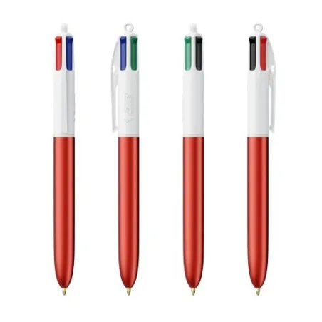 Stylo Bille Personnalisé 4 Couleurs Glacé Fiable pas cher BIC® Round Stic® BGUARD™ Matières : aluminium recyclé&nbsp; Couleurs : blan