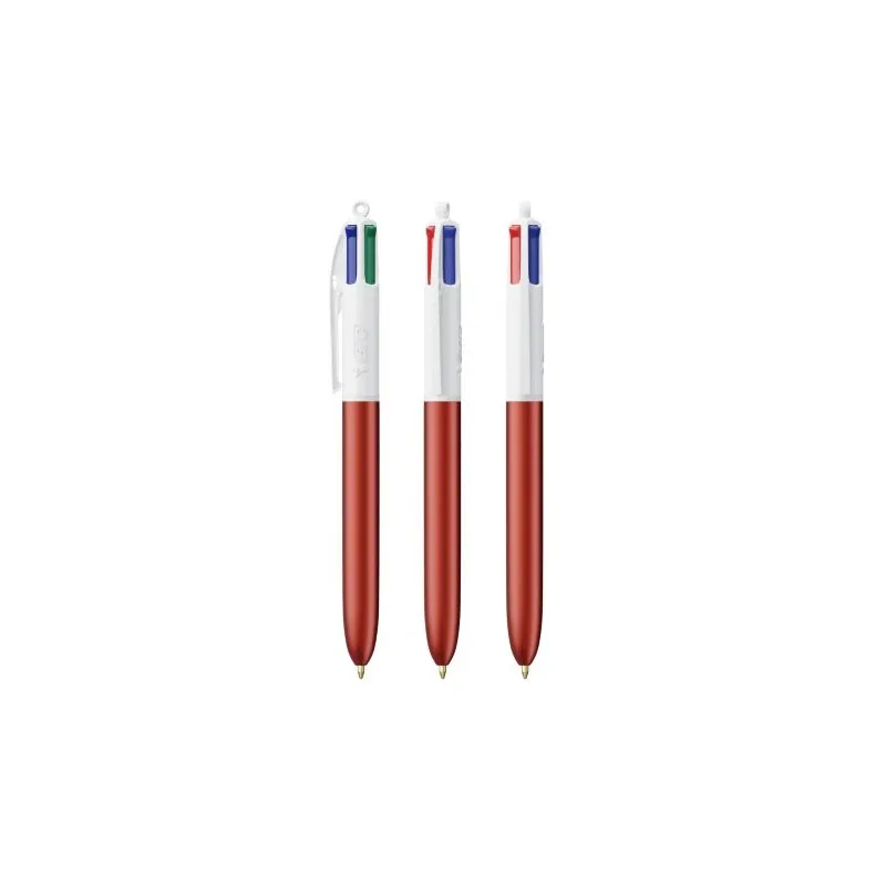 Stylo Bille Personnalisé 4 Couleurs Glacé Fiable pas cher BIC® Round Stic® BGUARD™ Matières : aluminium recyclé&nbsp; Couleurs : blan