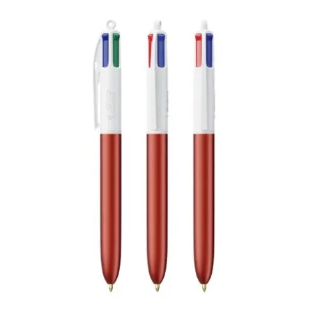 Stylo Bille Personnalisé 4 Couleurs Glacé Fiable pas cher BIC® Round Stic® BGUARD™ Matières : aluminium recyclé&nbsp; Couleurs : blan