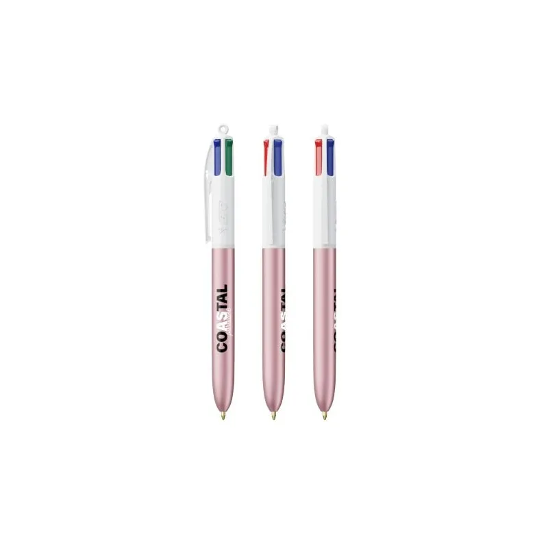 Stylo Bille Personnalisé 4 Couleurs Glacé Fiable pas cher BIC® Round Stic® BGUARD™ Matières : aluminium recyclé&nbsp; Couleurs : arge