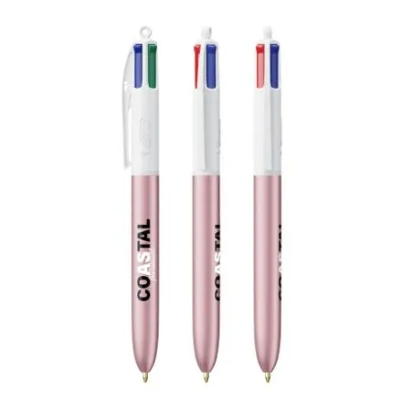 Stylo Bille Personnalisé 4 Couleurs Glacé Fiable pas cher BIC® Round Stic® BGUARD™ Matières : aluminium recyclé&nbsp; Couleurs : arge
