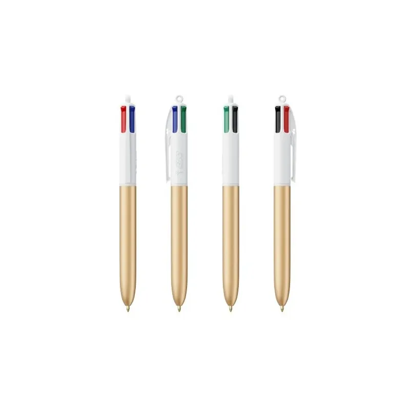 Stylo Bille Personnalisé 4 Couleurs Glacé Fiable pas cher BIC® Round Stic® BGUARD™ Matières : aluminium recyclé&nbsp; Couleurs : roug