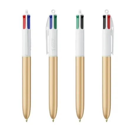 Stylo Bille Personnalisé 4 Couleurs Glacé Fiable pas cher BIC® Round Stic® BGUARD™ Matières : aluminium recyclé&nbsp; Couleurs : roug