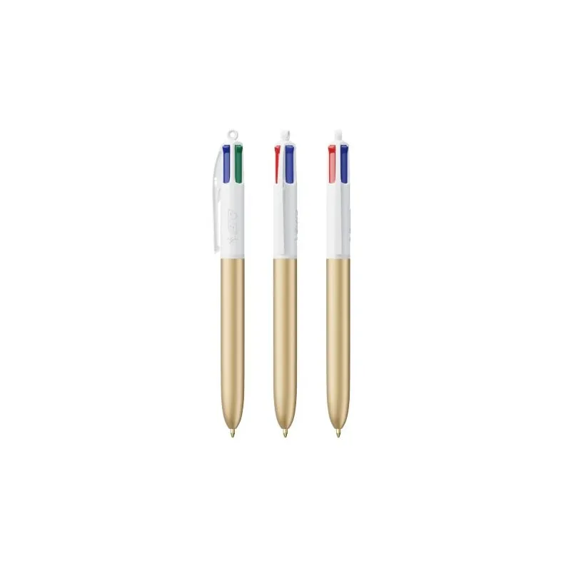 Stylo Bille Personnalisé 4 Couleurs Glacé Fiable pas cher BIC® Round Stic® BGUARD™ Matières : aluminium recyclé&nbsp; Couleurs : roug
