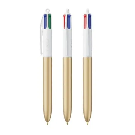 Stylo Bille Personnalisé 4 Couleurs Glacé Fiable pas cher BIC® Round Stic® BGUARD™ Matières : aluminium recyclé&nbsp; Couleurs : roug