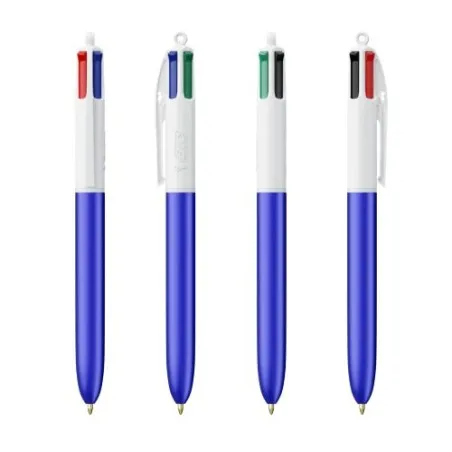 Stylo Bille Personnalisé 4 Couleurs Glacé Fiable pas cher BIC® Round Stic® BGUARD™ Couleurs : blanc accessoire événementiel uniq