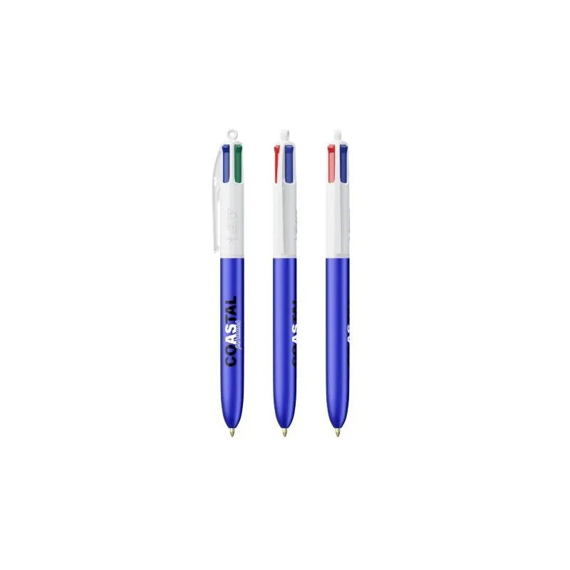 Stylo Bille Personnalisé 4 Couleurs Glacé Fiable pas cher BIC® Round Stic® BGUARD™ Couleurs : blanc goodies publicitaire événeme