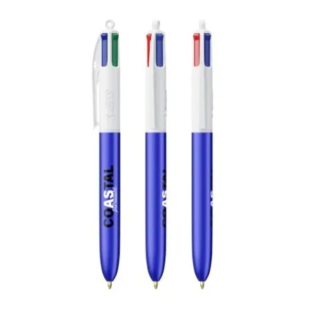 Stylo Bille Personnalisé 4 Couleurs Glacé Fiable pas cher BIC® Round Stic® BGUARD™ Couleurs : blanc goodies publicitaire événeme