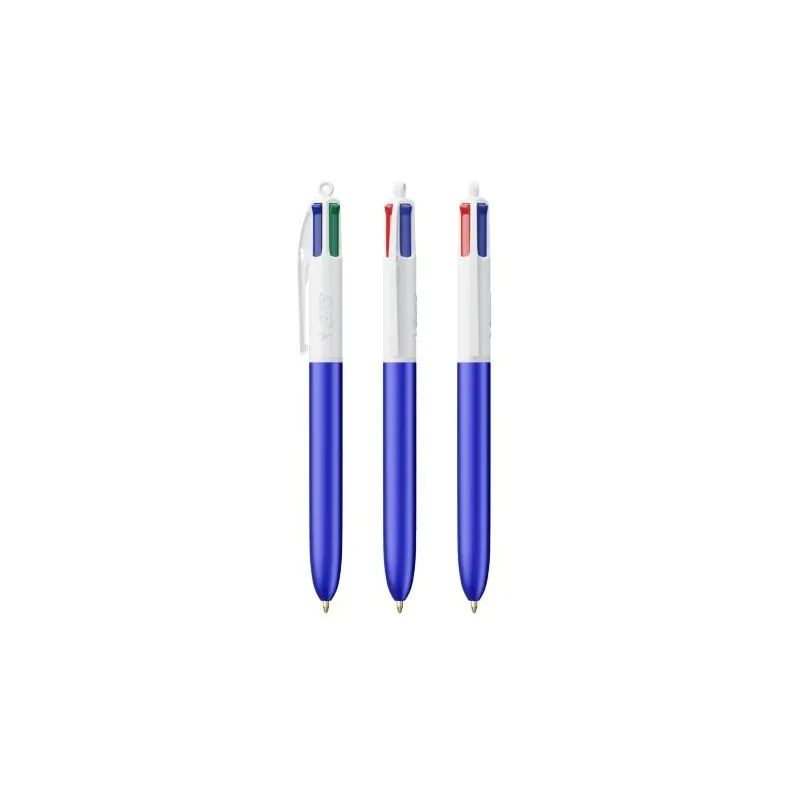 Stylo Bille Personnalisé 4 Couleurs Glacé Fiable pas cher BIC® Round Stic® BGUARD™ Couleurs : blanc marquage laser ultra précis
